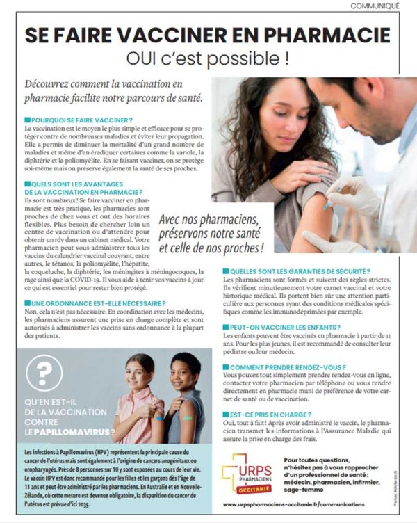 article se faire vacciner en pharmacie c'est possible paru dans le magazine Elle en avril 2024
